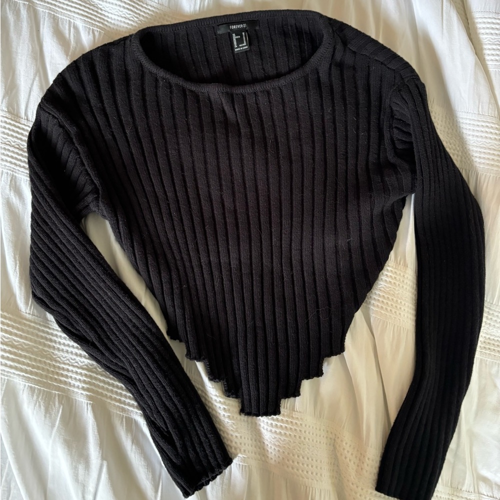 Cropped Asymmetrical Sweater